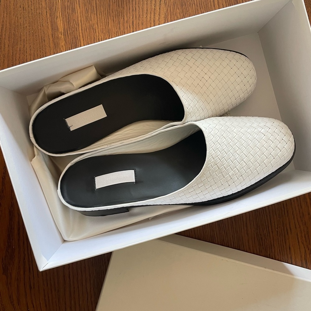 Suzanne Rae white leather woven mule - 42